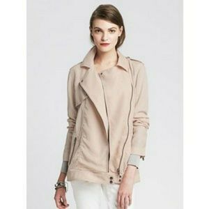 Banana Republic pastel pink spring moto jacket M